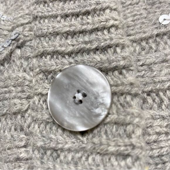 Coldwater Creek Wool Rabbit Hair Blend Cable Knit Embellished Cardigan FLAW Sz M - Picture 10 of 16